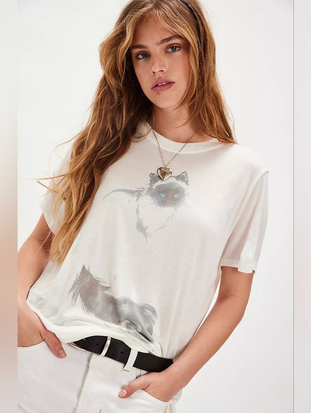 ❣️🪷NWT Free People We The Free The Shadow Cat Tee, Size XL